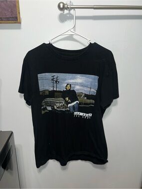 Black Graphic Tee with Vintage Car Print